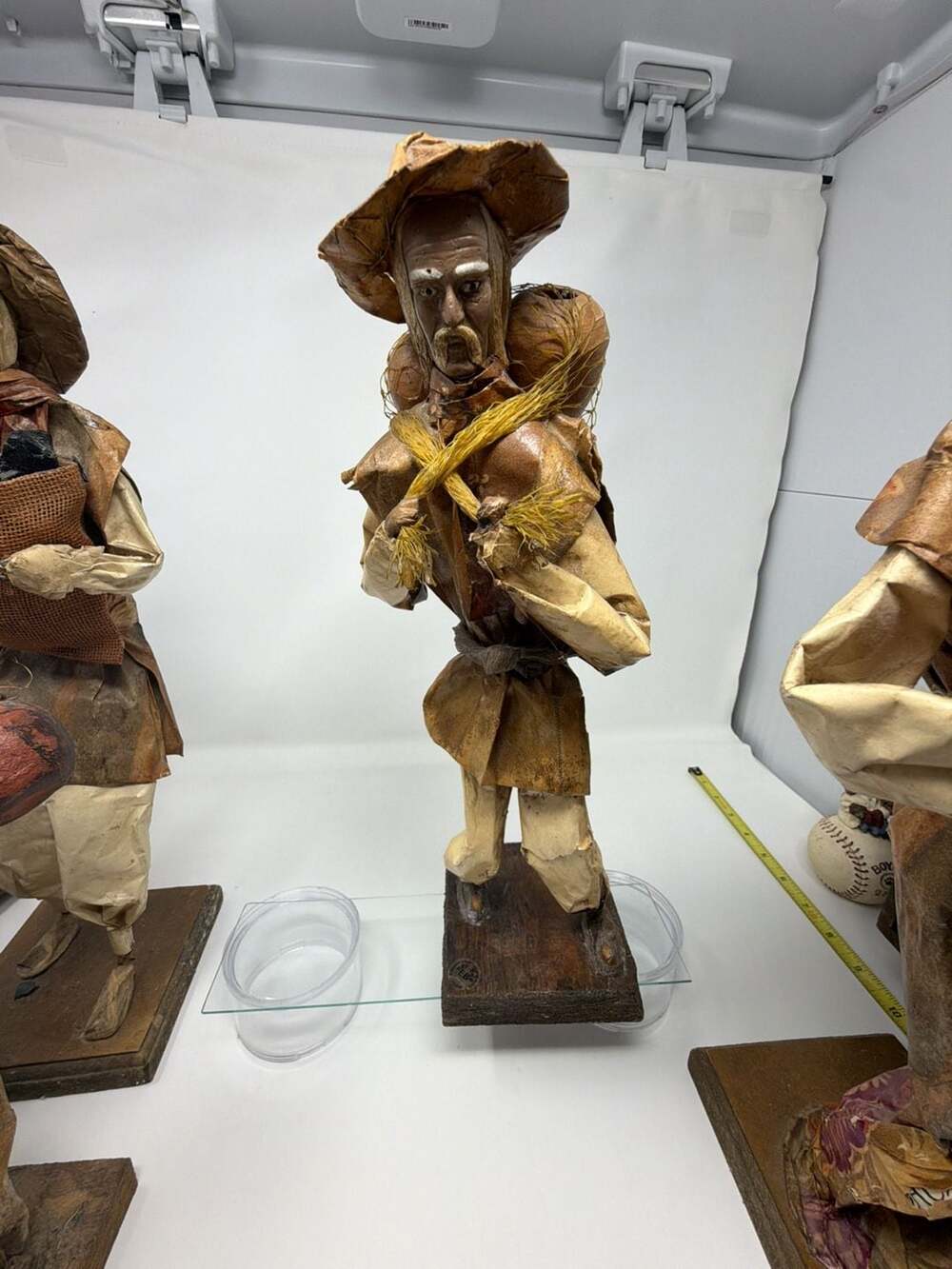 Vintage EB Mexican Folk Art Paper Mache Farmer Figurine Carrying Bags